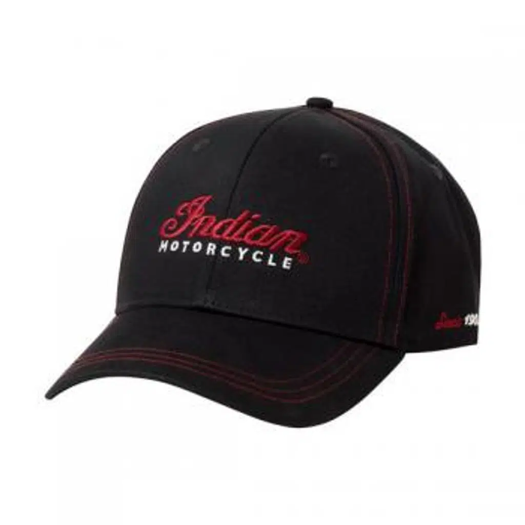 INDIAN MOTORCYCLE CONTRAST STITCH KEP SİYAH